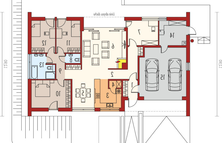 Projekt domu dwurodzinnego EX 8 G2 (wersja B) - parter