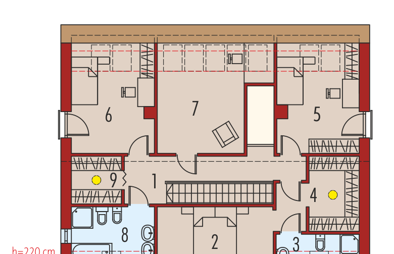 Projekt domu wielorodzinnego EX 9 G1 (wersja B) - poddasze