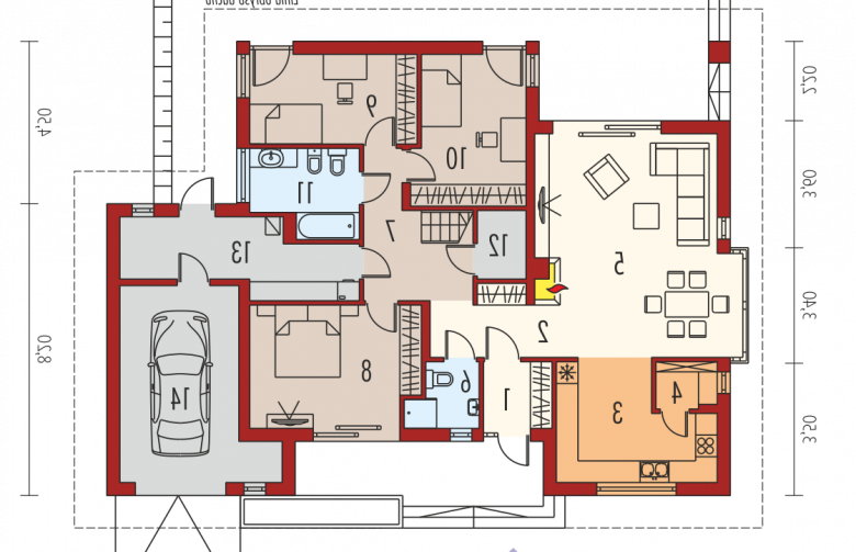 Projekt domu dwurodzinnego Flori III G1 (wersja B) Leca® DOM - parter