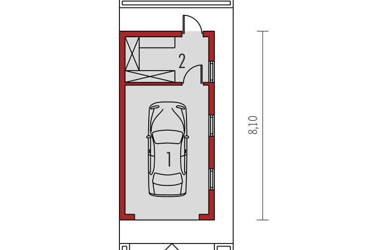 Projekt domu energooszczędnego Garaż G23 - parter