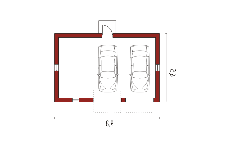 Projekt domu energooszczędnego Garaż G8 - parter