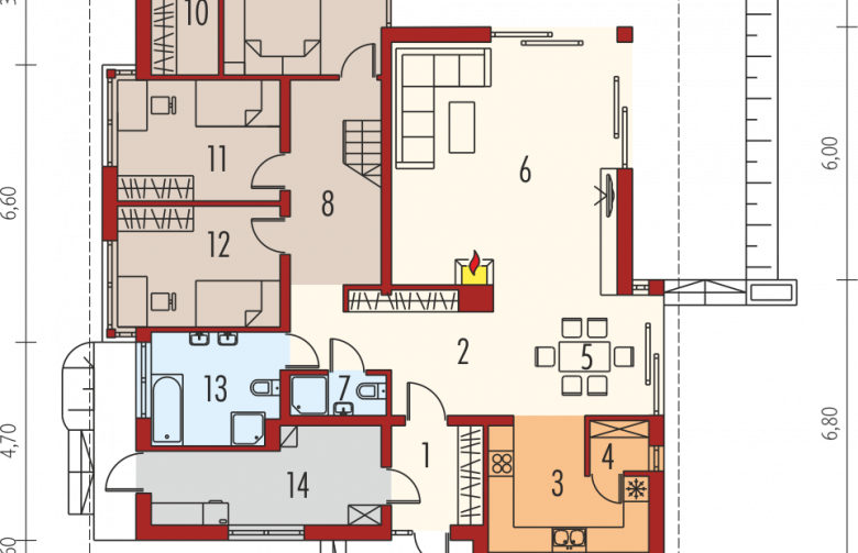 Projekt domu dwurodzinnego Liv 3 - parter