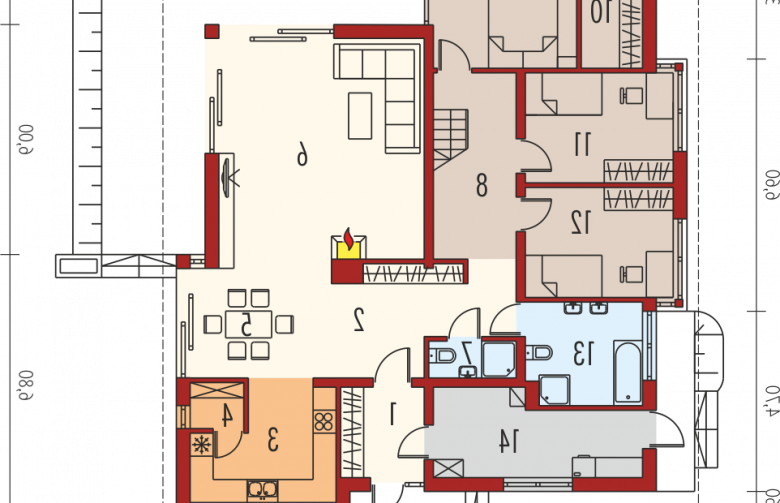 Projekt domu dwurodzinnego Liv 3 - parter