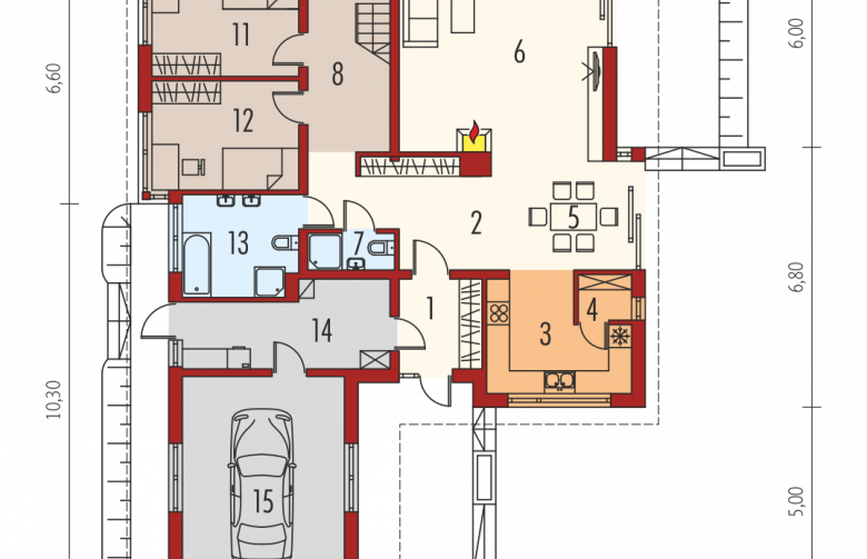 Projekt domu dwurodzinnego Liv 3 G1 - parter