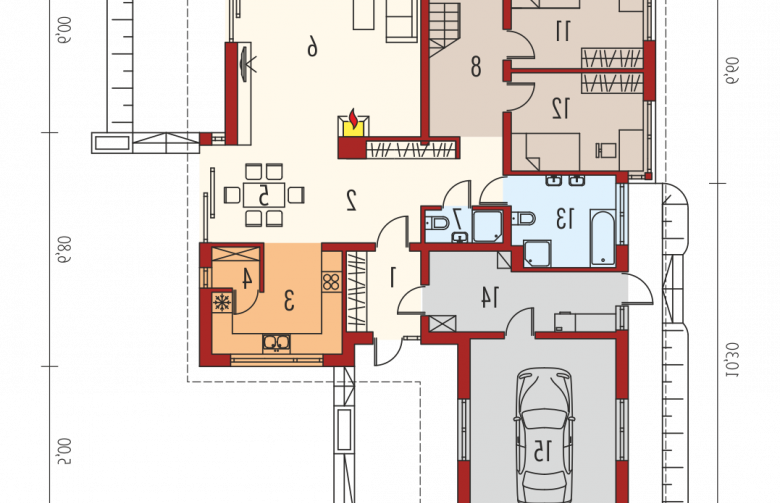 Projekt domu dwurodzinnego Liv 3 G1 - parter