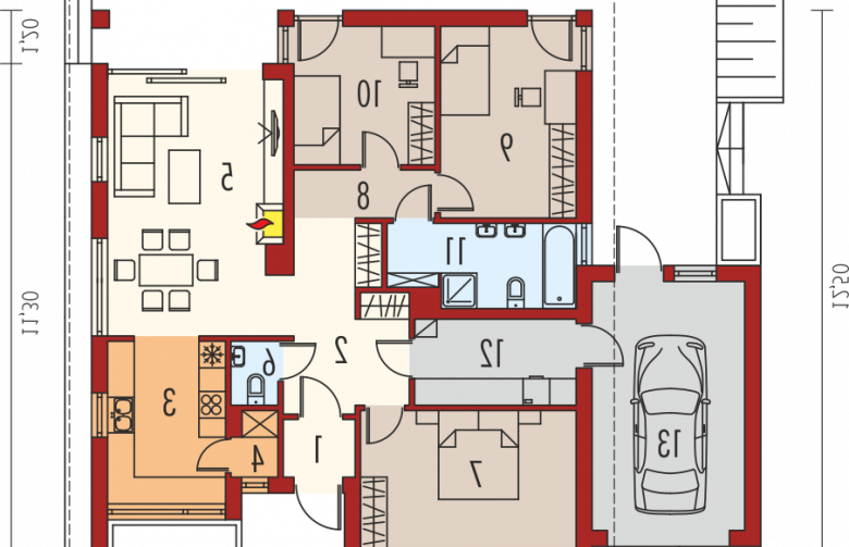 Projekt domu dwurodzinnego Rafael III G1 - parter