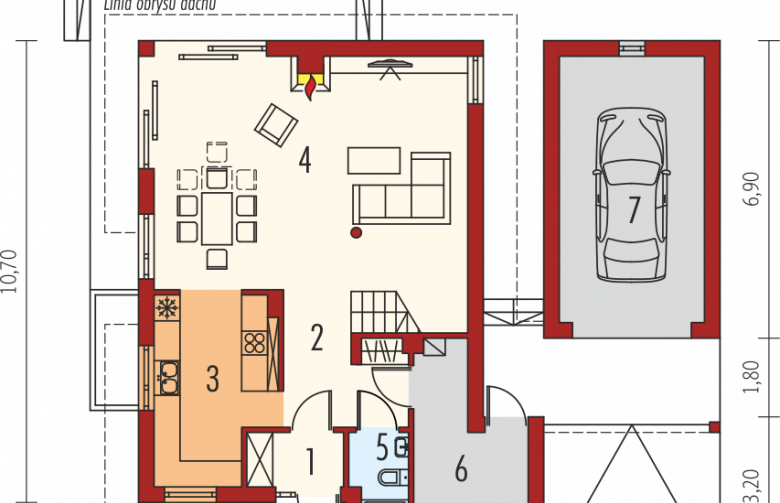 Projekt domu wielorodzinnego Tiago G1 (wersja B) - parter