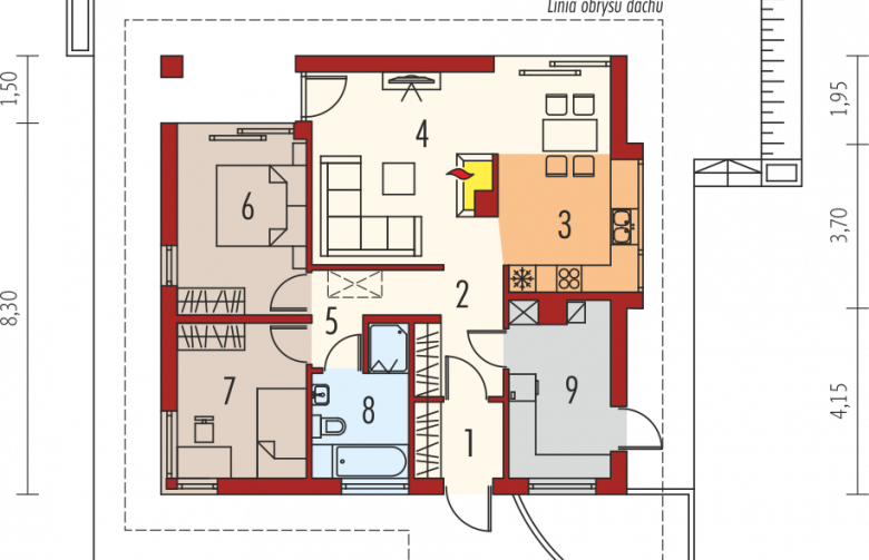 Projekt domu dwurodzinnego Tori III ECONOMIC (wersja B) - parter