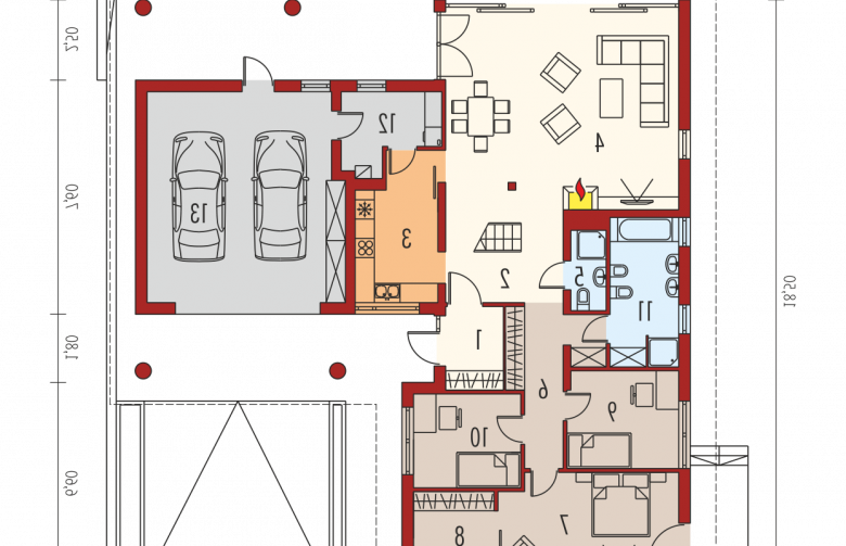 Projekt domu dwurodzinnego Alan IV G2 MULTI-COMFORT - parter