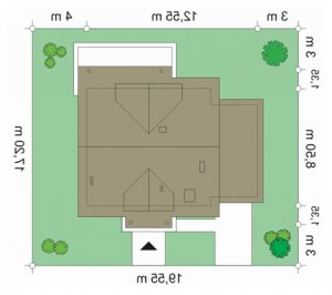 Usytuowanie budynku Spokojny (423) w wersji lustrzanej