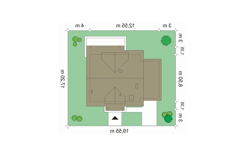 Projekt domu tradycyjnego Spokojny (423) - Usytuowanie - wersja lustrzana