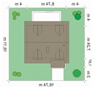 Usytuowanie budynku Poziomka (420) w wersji lustrzanej