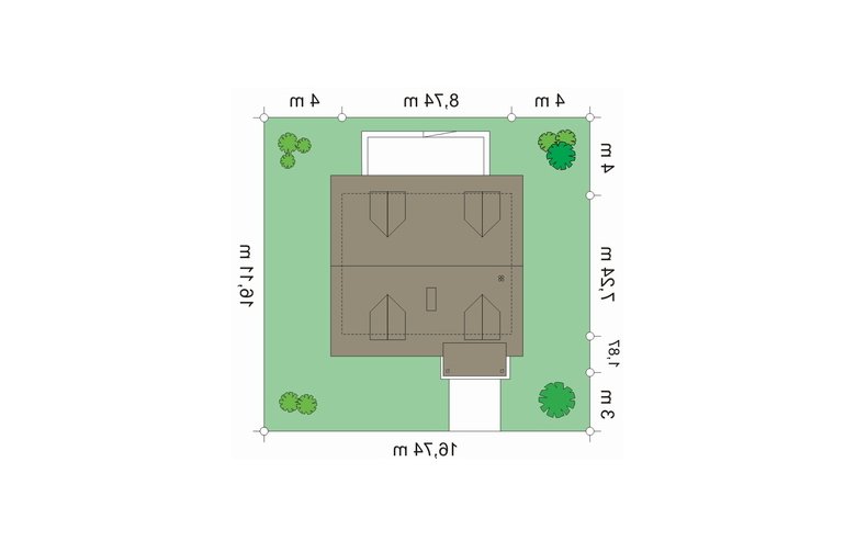 Projekt domu wielorodzinnego Poziomka (420) - Usytuowanie - wersja lustrzana