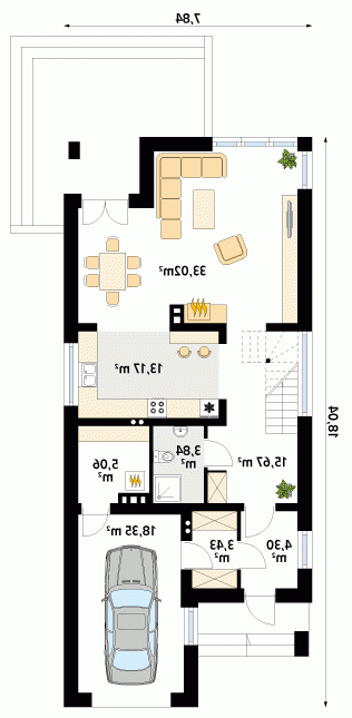 Rzut projektu Jodła - wersja lustrzana