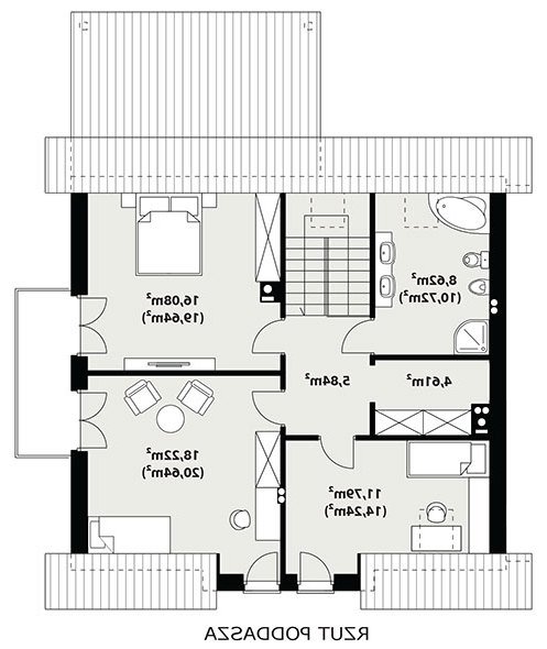 Rzut projektu Bruno 3 - wersja lustrzana