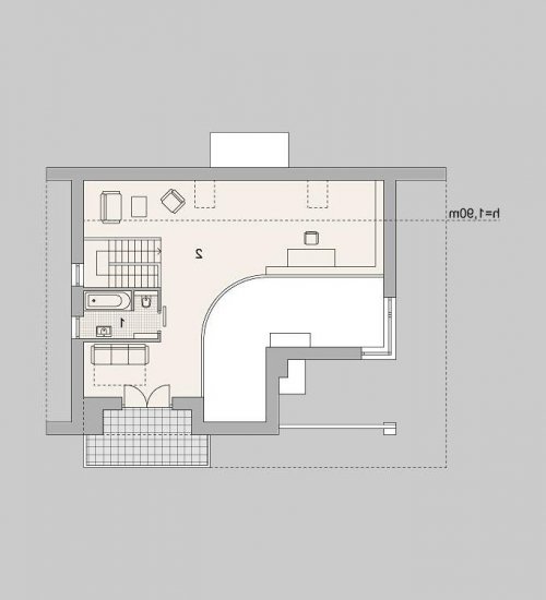 Rzut projektu LK&1166 - wersja lustrzana