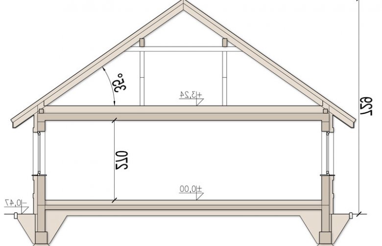 Projekt domu parterowego Daktyl 3 - przekrój 1