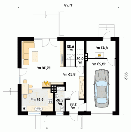 Rzut projektu Balbinka - wersja lustrzana