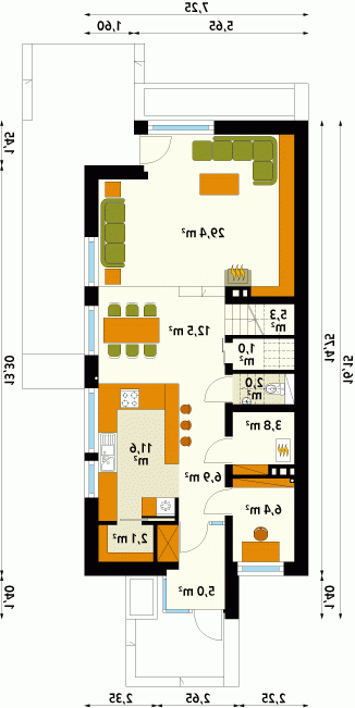 Rzut projektu Amelia MC - wersja lustrzana