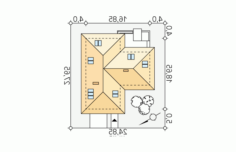 Projekt domu tradycyjnego Ambrozja 2 - Usytuowanie - wersja lustrzana