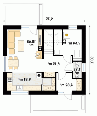 Rzut projektu Amol - wersja lustrzana