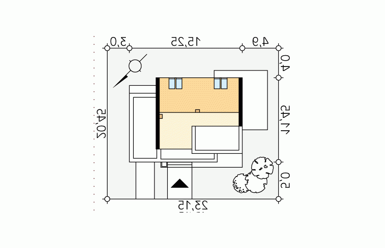 Projekt domu tradycyjnego Gryfon - Usytuowanie - wersja lustrzana