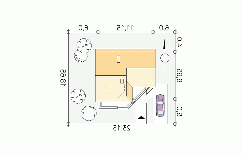 Projekt domu wielorodzinnego Szyper 5 - Usytuowanie - wersja lustrzana