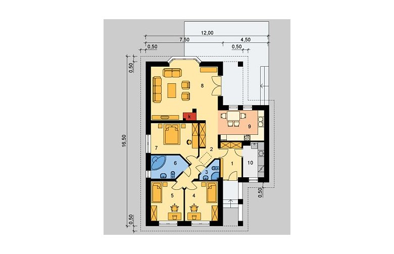 Projekt domu dwurodzinnego LK&172 - parter