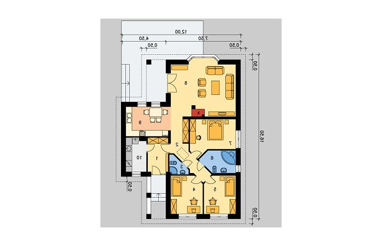 Projekt domu dwurodzinnego LK&172 - parter