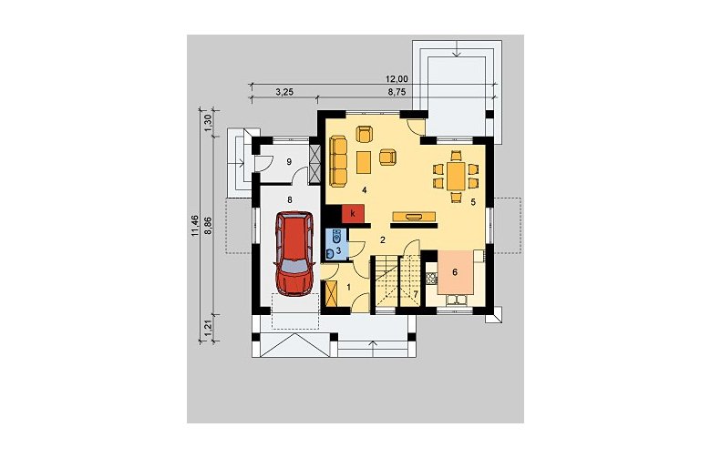 Projekt domu wolnostojącego LK&268 - parter