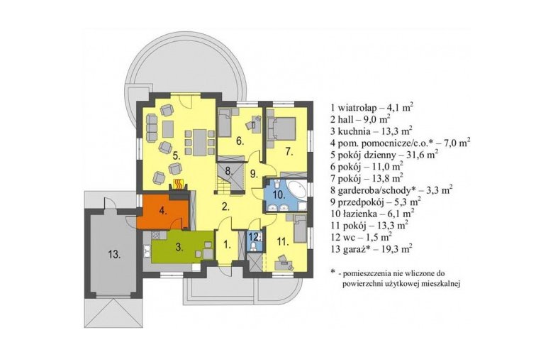 Projekt domu parterowego Groszek z garażem - 