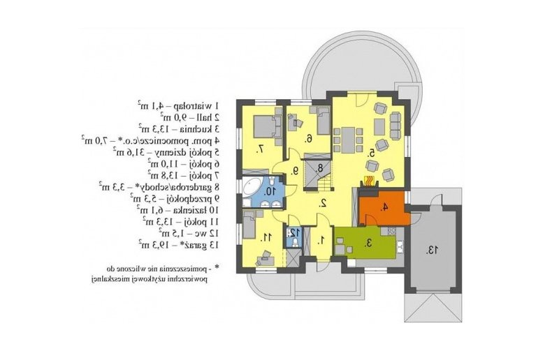 Projekt domu parterowego Groszek z garażem - 