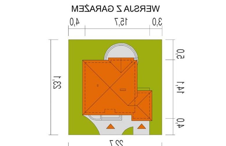 Projekt domu parterowego Groszek z garażem - Usytuowanie - wersja lustrzana