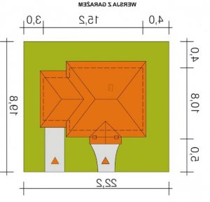 Usytuowanie budynku Julek z garażem w wersji lustrzanej