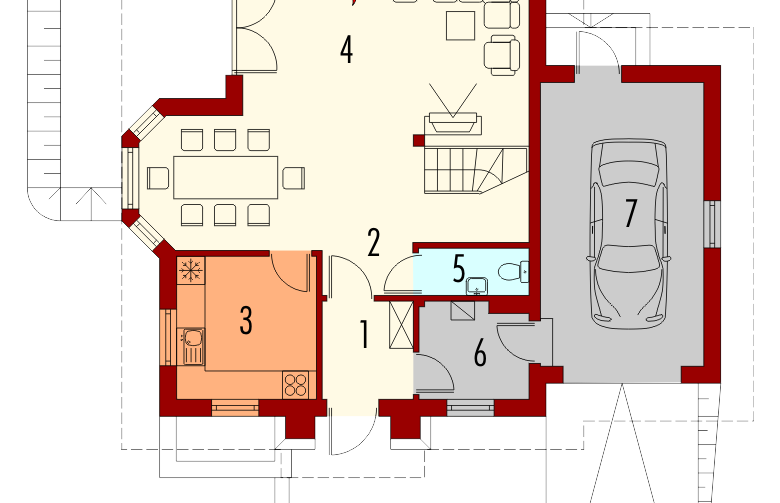 Projekt domu z poddaszem Hiacynt G1 - parter