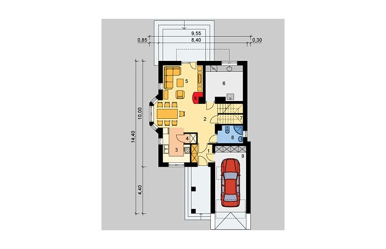 Projekt domu wolnostojącego LK&438 - parter