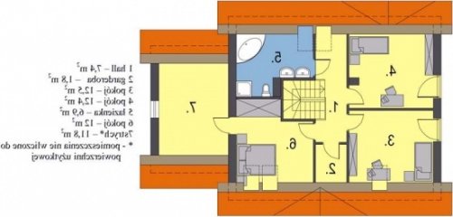 Rzut projektu Oliwka z garażem - wersja lustrzana