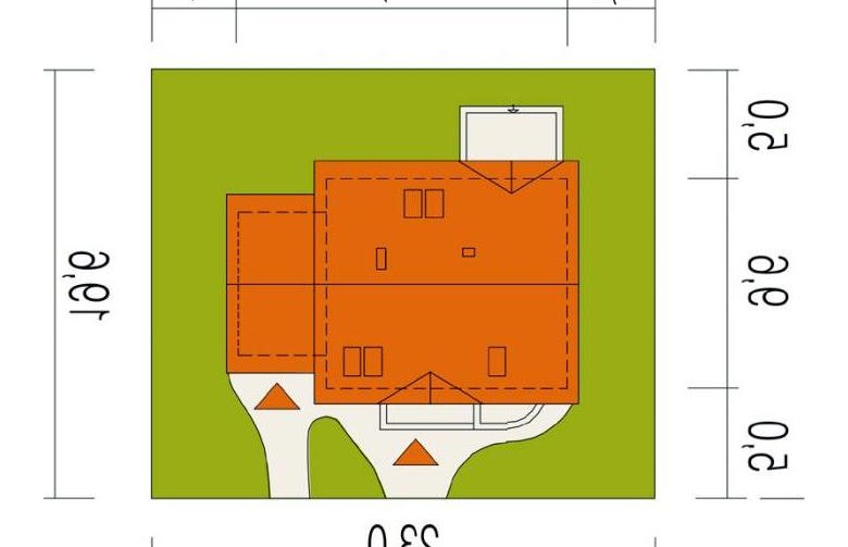 Projekt domu parterowego Oliwka z garażem - Usytuowanie - wersja lustrzana