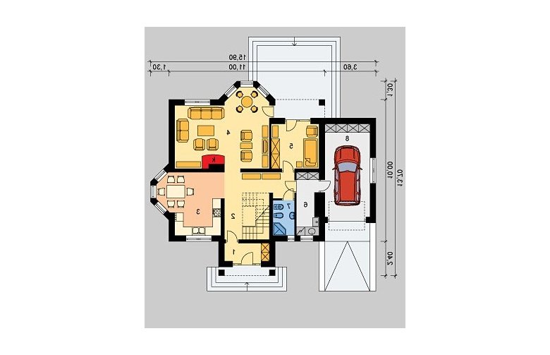 Projekt domu wolnostojącego LK&493 - parter