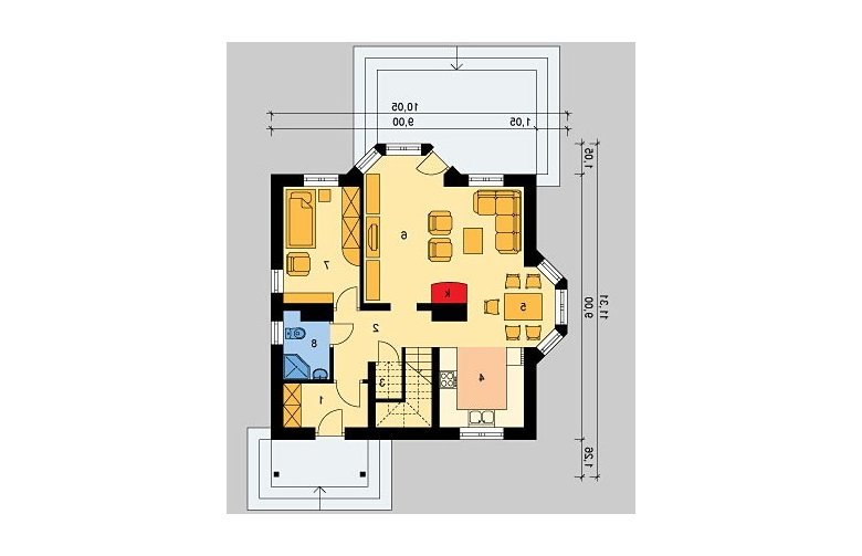 Projekt domu wolnostojącego LK&508 - parter