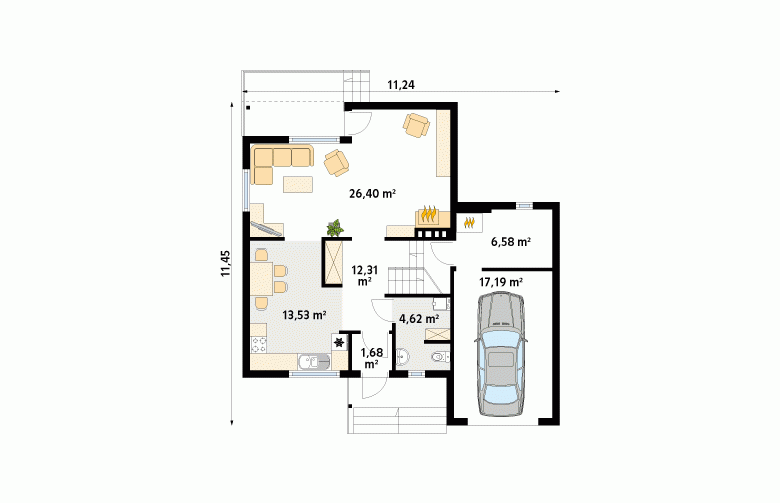 Projekt domu z bala Stokrotka 2 dr-S - 