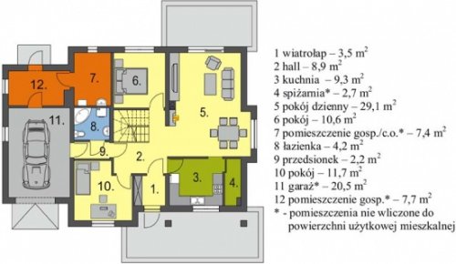 Rzut projektu Małgosia z garażem