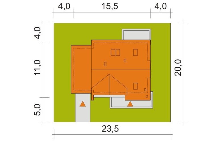 Projekt domu parterowego Małgosia z garażem - Usytuowanie