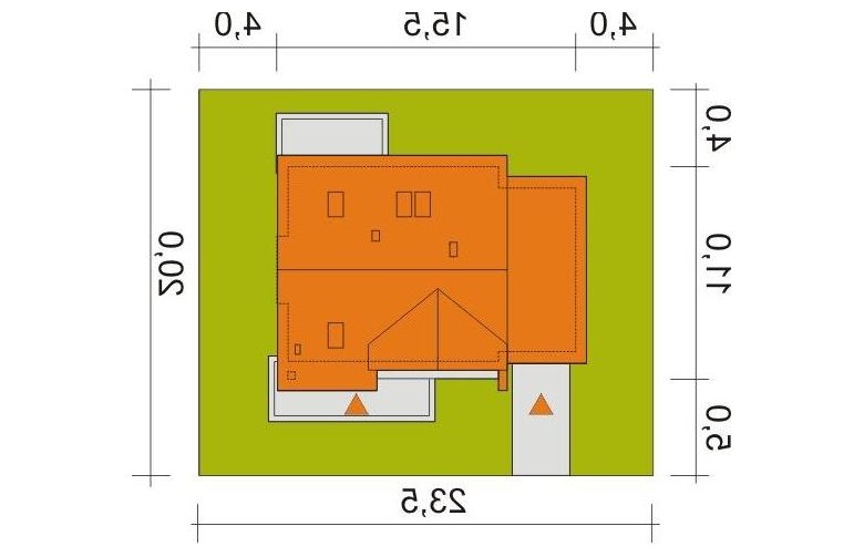 Projekt domu parterowego Małgosia z garażem - Usytuowanie - wersja lustrzana