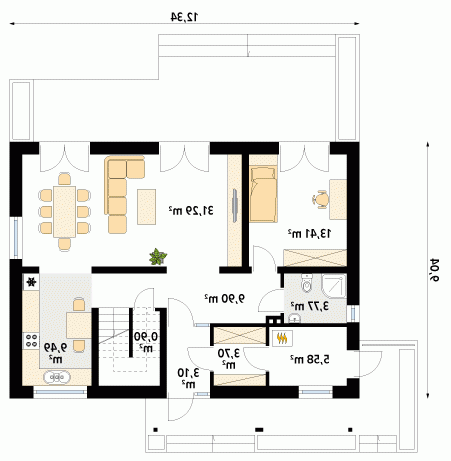 Rzut projektu Jesion - wersja lustrzana