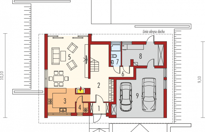 Projekt domu wielorodzinnego Benjamin II G2 ENERGO - parter