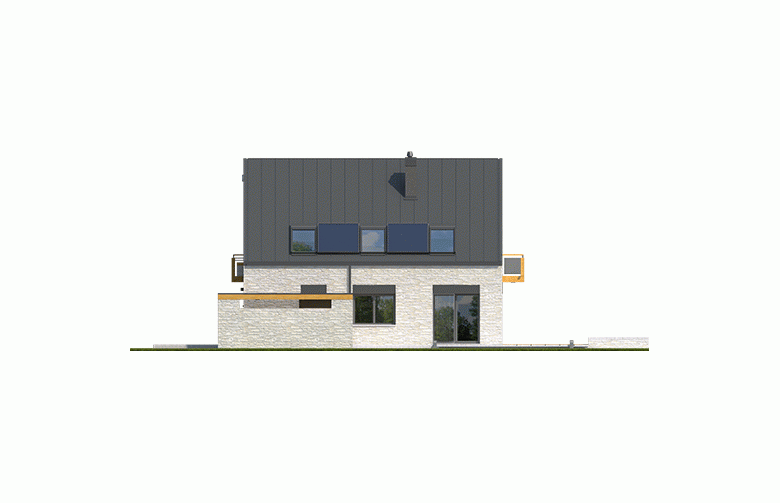 Projekt domu wielorodzinnego E9 z wiatą (wersja A) ENERGO PLUS - elewacja 2