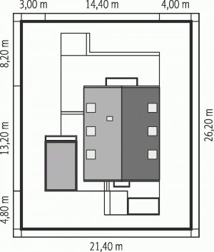 Usytuowanie budynku E9 z wiatą (wersja A) ENERGO PLUS