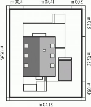 Usytuowanie budynku E9 z wiatą (wersja A) ENERGO PLUS w wersji lustrzanej