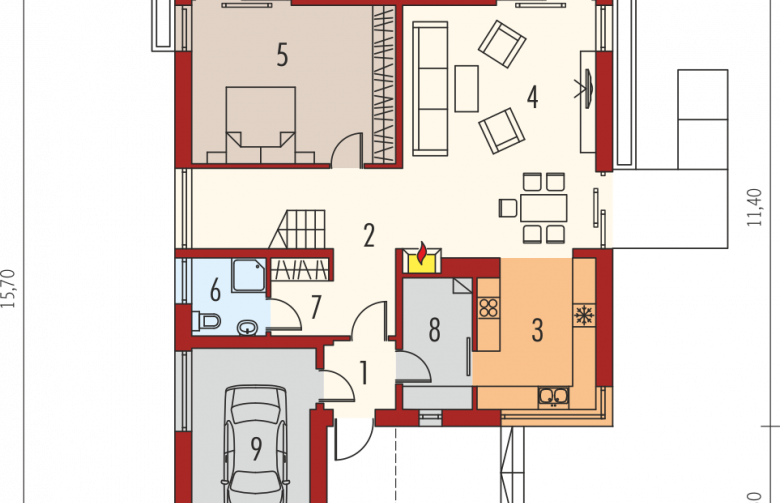 Projekt domu wielorodzinnego Edgar G1 ENERGO - parter